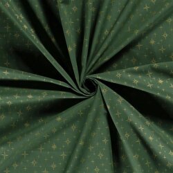 Popelín de algodón con estampado de estrellas brillantes - verde pino