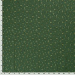 Popelín de algodón con estampado de estrellas brillantes - verde pino