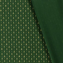 Popeline di cotone con stampa in foil di piccoli alberi di Natale - Verde abete