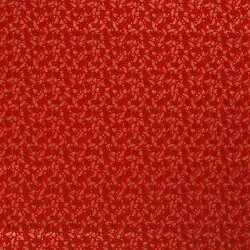 Cotton Poplin Foil Print Christmas Branches - Red