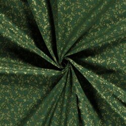 Popeline di cotone con stampa in lamina di rami natalizi - Verde abete
