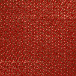 Cotton poplin foil print holly branches - red