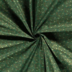 Cotton poplin foil print holly branches - pine green