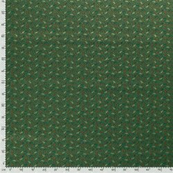 Cotton poplin foil print holly branches - pine green