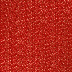 Cotton Poplin Foil Print Christmas Hearts - Red