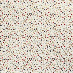 Cotton Poplin Foil Print Christmas Embellishments - Cream...