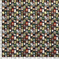 Katoen Popeline Folie Print Kerst Patchwork- Middernachtblauw