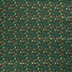 Cotton Poplin Foil Print Christmas Gifts - Fir Green