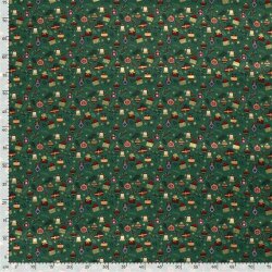 Cotton Poplin Foil Print Christmas Gifts - Fir Green