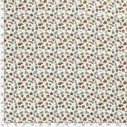 Cotton Poplin Foil Print Christmas Gifts - Cream White