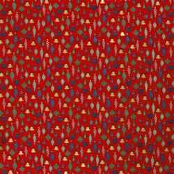 Katoen Popeline Folie Print Kerstballen - Rood