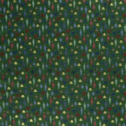 Katoen Popeline Folie Print Kerstballen - Dennengroen