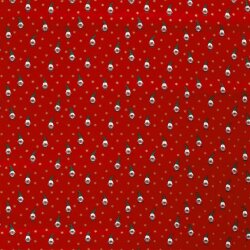 Cotton Poplin Foil Print Christmas Gnomes - Red