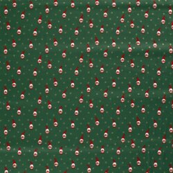 Katoen Popeline Folieprint Kerstkabouters - Fir Green