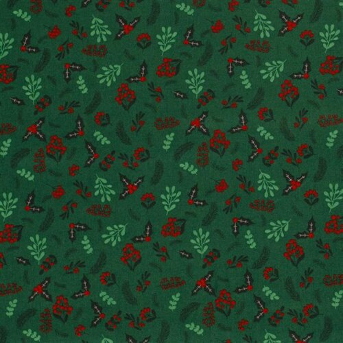 Cotton Poplin Small Christmas Branches - Fir Green