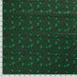 Cotton Poplin Small Christmas Branches - Fir Green