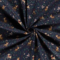 Cotton Poplin Christmas Deer - midnight blue