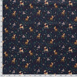 Cotton Poplin Christmas Deer - midnight blue