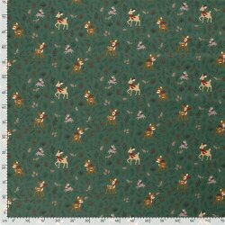 Cotton Poplin Christmas Deer - Fir Green