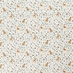 Cotton Poplin Christmas Deer - cream white