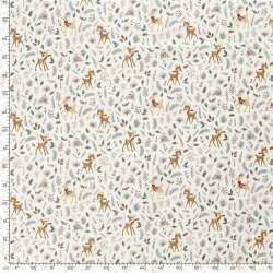 Cotton Poplin Christmas Deer - cream white