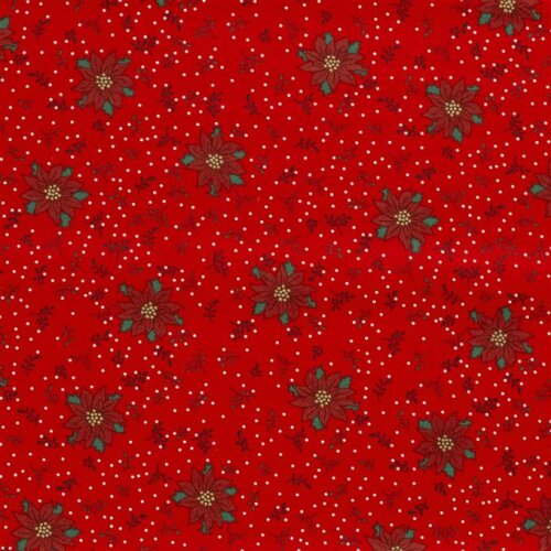 Cotton Poplin Poinsettia Flower - Red