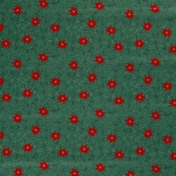 Cotton Poplin Poinsettia Flower - Fir Green