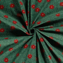 Cotton Poplin Poinsettia Flower - Fir Green