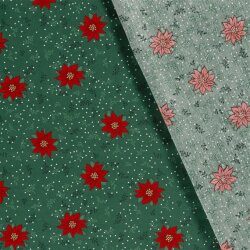 Cotton Poplin Poinsettia Flower - Fir Green