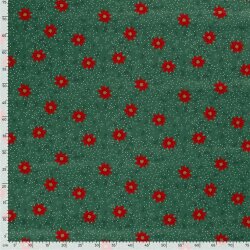 Cotton Poplin Poinsettia Flower - Fir Green