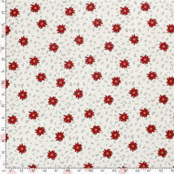 Katoen Popeline Kerstster Bloem - crèmewit