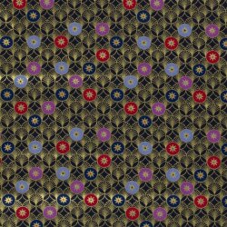 Katoen Popeline Folieprint Kerstcirkels - Donkerblauw