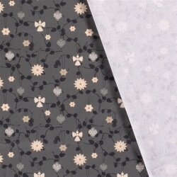 Popeline de coton imprimé paille - gris