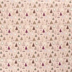 Cotton Poplin Foil Print Fir Trees - Cold Pink