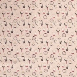 Katoen Popeline Folie Print Kerstdecoratie - Koud Roze