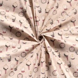 Katoen Popeline Folie Print Kerstdecoratie - Koud Roze