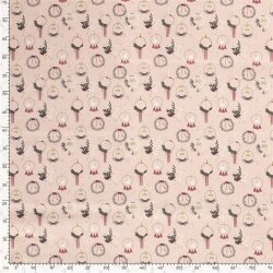 Katoen Popeline Folie Print Kerstdecoratie - Koud Roze
