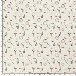 Katoen Popeline Folie Print Kerstdecoratie - gebroken wit