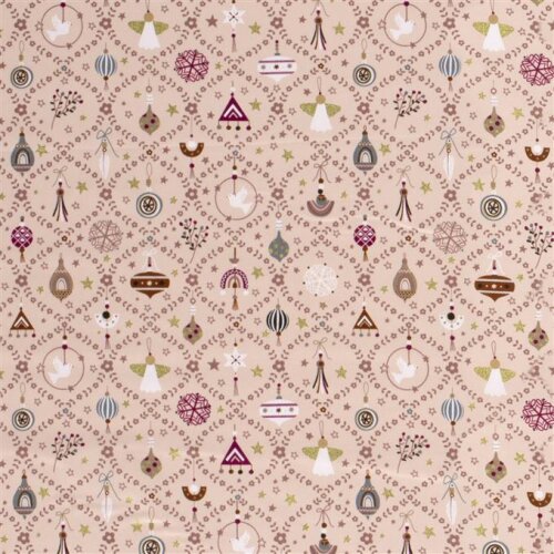 Cotton Poplin Foil Print Advent Decoration - Cold Pink