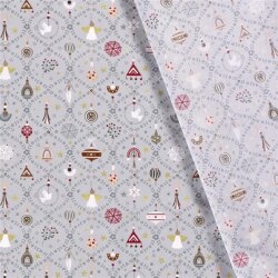 Cotton poplin foil print advent decoration - satin grey