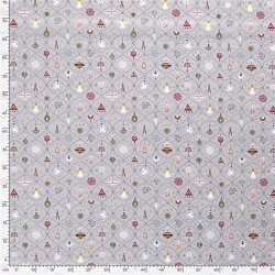 Cotton poplin foil print advent decoration - satin grey