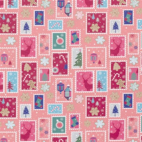Cotton Poplin Christmas Post - Cold Pink