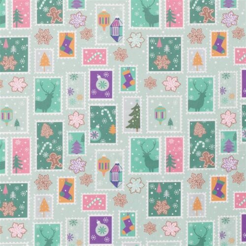 Cotton Poplin Christmas Post - Light Mint