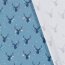 Popeline de coton tête de cerf décorée - bleu clair