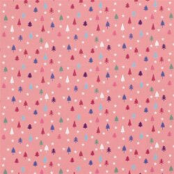 Cotton Poplin Colourful Little Fir Trees - Cold Pink