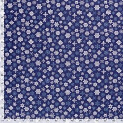 Cotton poplin snowflakes - blue/white