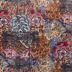 Dekostoff Samt-Optik Digital Blumen Patchwork - rot