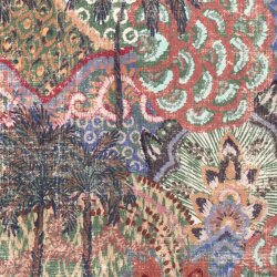 Dekostoff Samt-Optik Digital Blumen Patchwork - grün