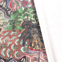 Dekostoff Samt-Optik Digital Blumen Patchwork - grün