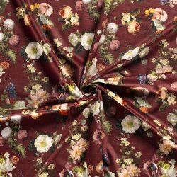 Dekostoff Samt-Optik Digital Romantische Blumen - nougat